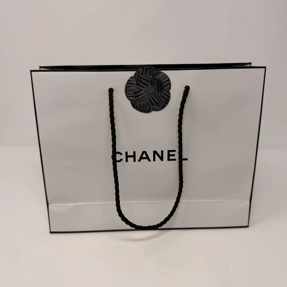 Chanel White Gift Bag Empty Small Camellia Flower Authentic Paper Shopping